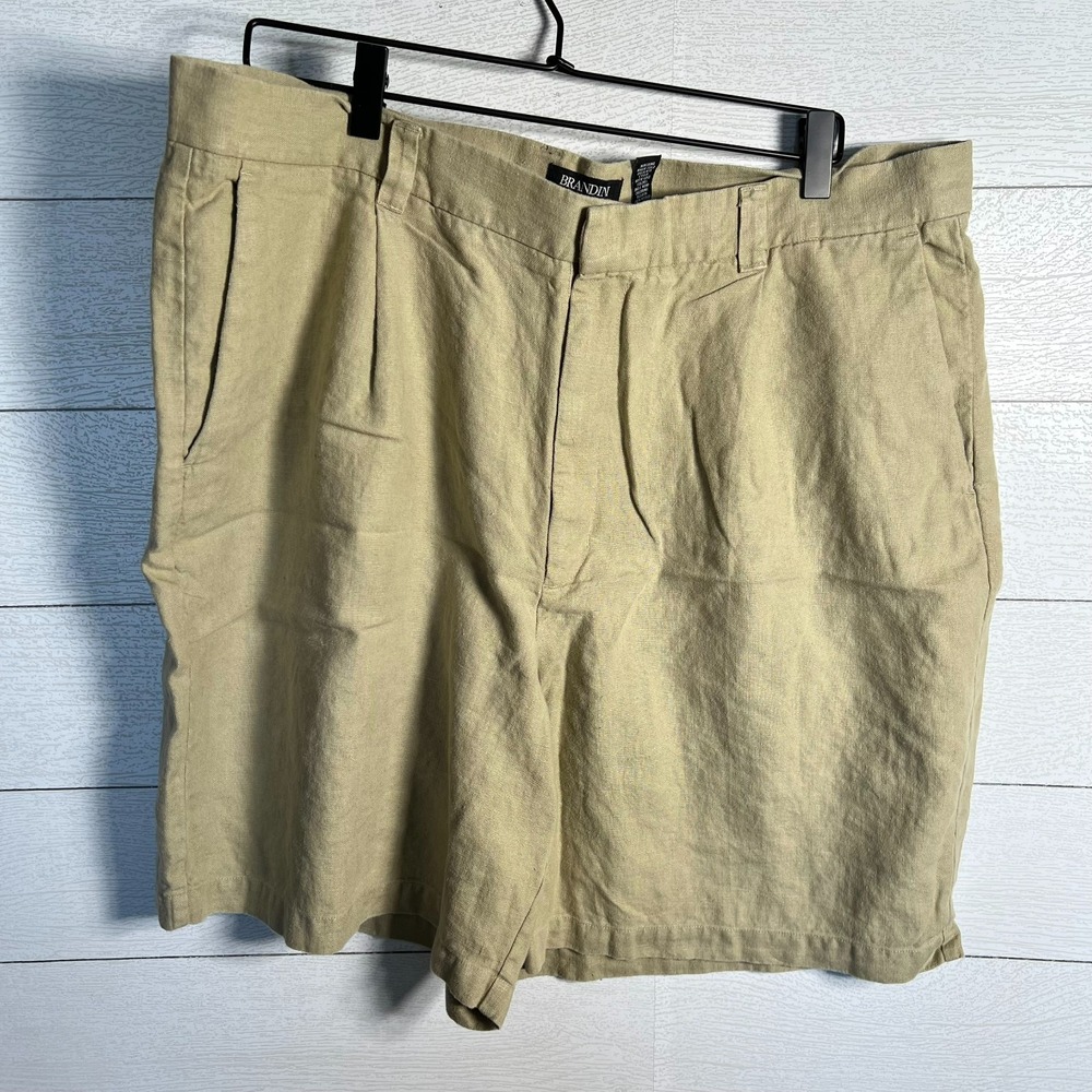 Brandini Size 40 (38) Pleated Linen Shorts Beige Tan Casual Summer Resortwear